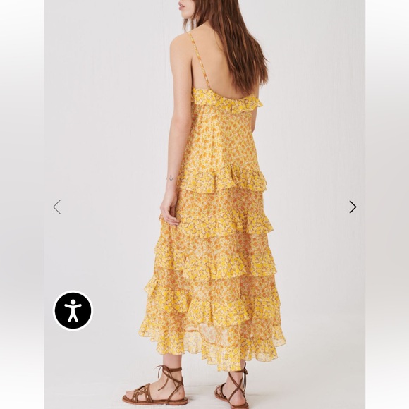 NWT MAJE Printed cotton voile dress with ruffles - Picture 3 of 7